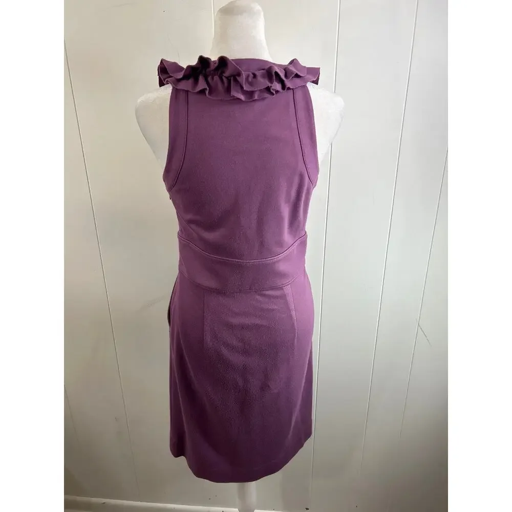 Banana Republic V-Neck Ruffle Brigitte Purple Dress sleeveless stretch Size 2